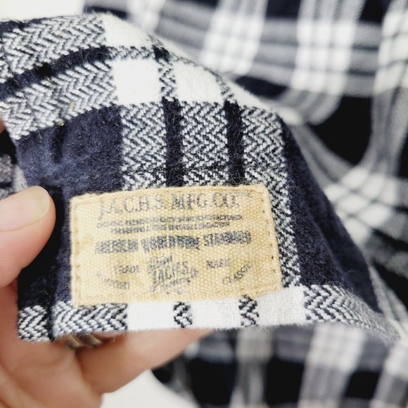 Jachs Men Black White Regular Fit Checkered Cut Away Collar Casual Shirt Size S - Picture 4 of 13